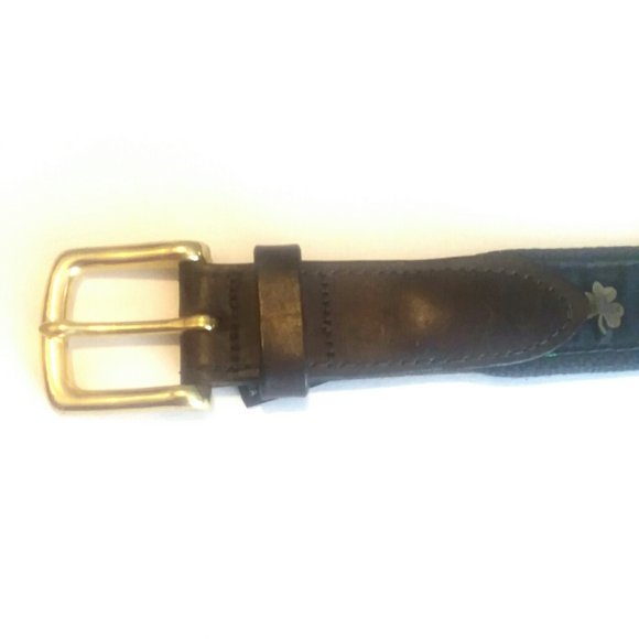 VINEYARD VINES Navy & Brown Brass Buckle Belt - Picture 7 of 7